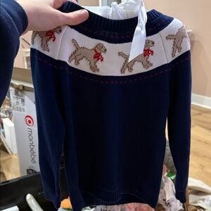 NWT Edgehill Collection Baby Toddler Navy Golden Retriever Sweater